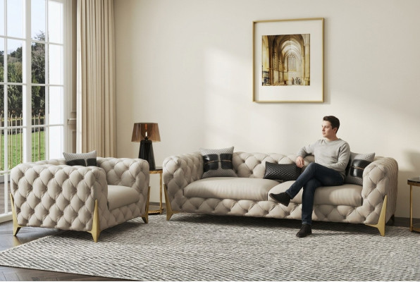Ensemble de canapés Grand ensemble 3+1 places canapé en cuir Canapé Suite Design Canapés