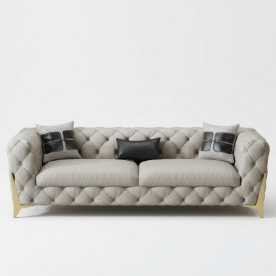 Canapé Velours Cuir Salon Canapé Canapés Chesterfield 3 places