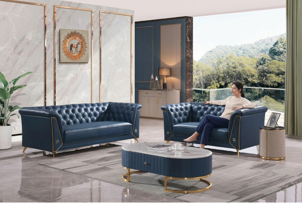 Luxe Chesterfield Sofa set 3+2 places Table basse Meubles Canapé