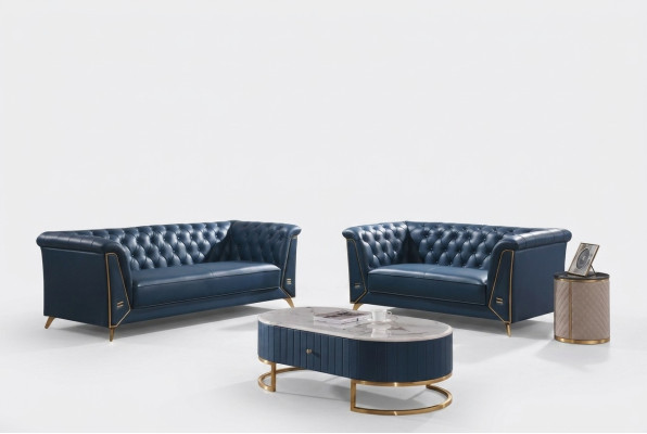 Luxe Chesterfield Sofa set 3+2 places Table basse Meubles Canapé