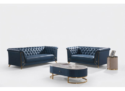 Luxe Chesterfield Sofa set 3+2 places Table basse Meubles Canapé