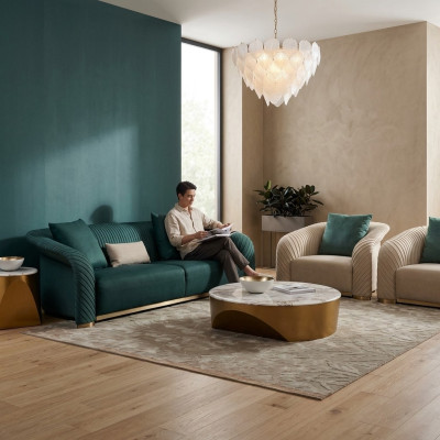Design Tapisserie de siège de luxe Canapé Tissu Canapé 3 places Similicuir