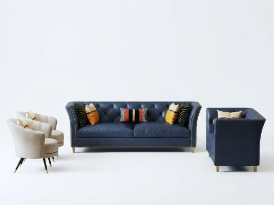 Ensemble de canapé moderne Chesterfield 3+2 places Canapés élégants En cuir Meubles