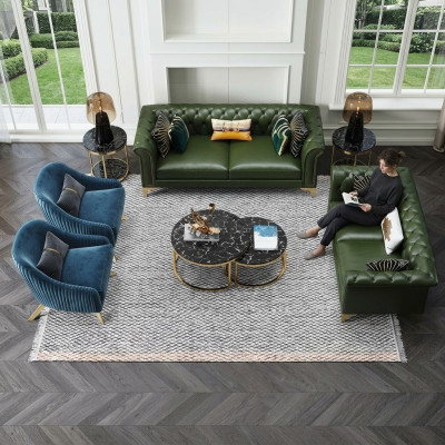 Canapé Chesterfield vert foncé ensemble de 3+2 places Canapé moderne Paysage de vie sur mesure Sofas