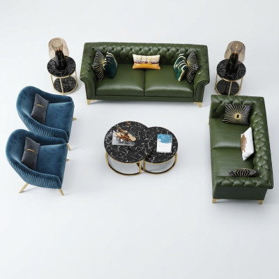 Canapé Chesterfield vert foncé ensemble de 3+2 places Canapé moderne Paysage de vie sur mesure Sofas