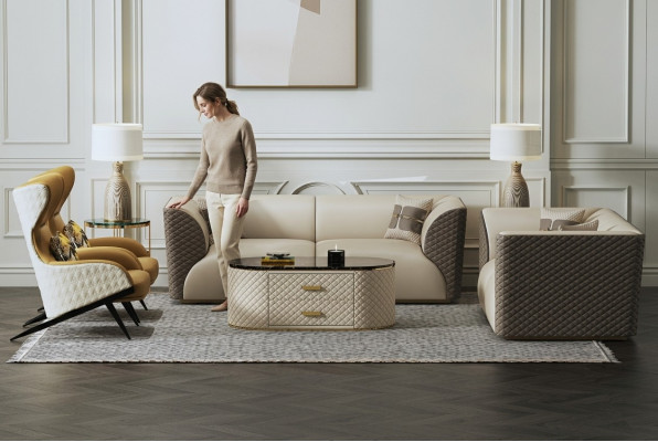 Suite de sofa 3+2 places Table basse Table d'appoint Paysage de vie Canapé Canapé 3 pièces