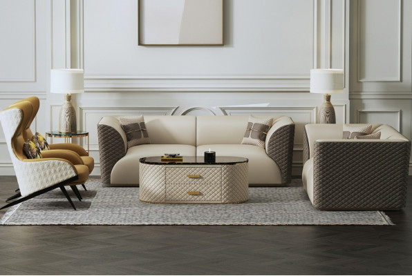Suite de sofa 3+2 places Table basse Table d'appoint Paysage de vie Canapé Canapé 3 pièces