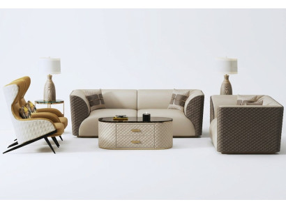 Suite de sofa 3+2 places Table basse Table d'appoint Paysage de vie Canapé Canapé 3 pièces