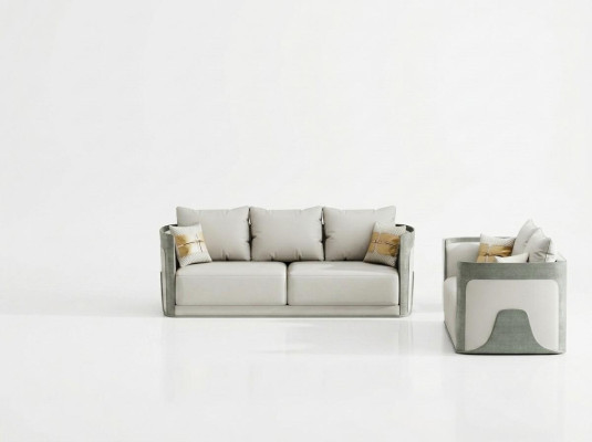 Élégant salon gris canapé ensemble 3+2 places canapés en cuir mobilier exclusif.