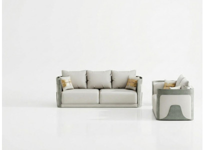 Élégant salon gris canapé ensemble 3+2 places canapés en cuir mobilier exclusif.