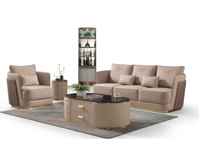 Ensemble complet canapé 3+1 places + Table basse Table d'appoint Canapé de designer panoramique.