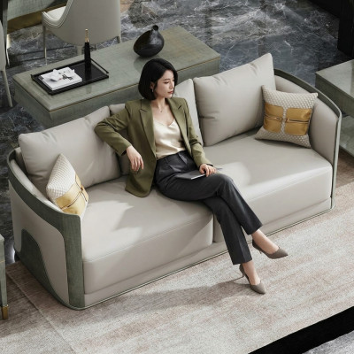 Canapé trois places classique, nouvelle décoration rembourrée 3 canapés en cuir
