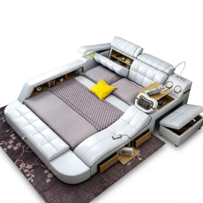 Lit multifonction - Coffre-fort - Chaise longue chauffante - USB - Lits doubles avec son