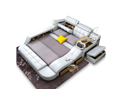 Lit multifonction - Coffre-fort - Chaise longue chauffante - USB - Lits doubles avec son