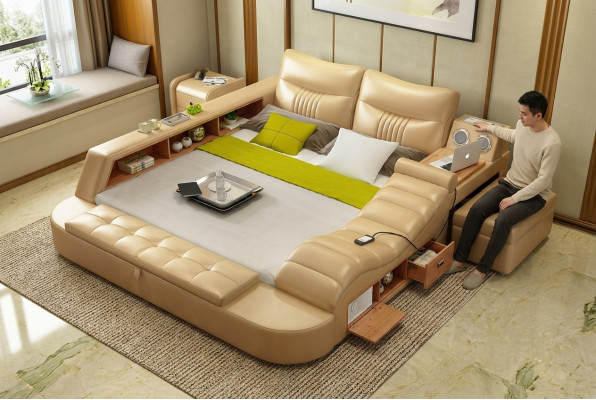 Lit multifonction - Coffre-fort - Chaise longue chauffante USB Sound Hôtel lits en cuir