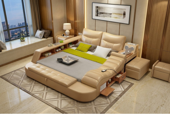 Lit multifonction - Coffre-fort - Chaise longue chauffante USB Sound Hôtel lits en cuir