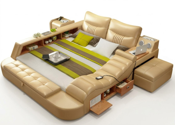 Lit multifonction - Coffre-fort - Chaise longue chauffante USB Sound Hôtel lits en cuir