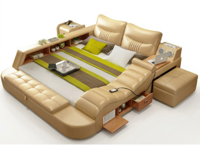 Lit multifonction - Coffre-fort - Chaise longue chauffante USB Sound Hôtel lits en cuir