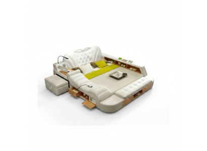 Lit en cuir double de luxe design Hôtel Rembourrage Moderne Lits Multifonctionnels