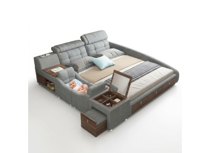 Lits en cuir Rembourrage Doubles Multifonctions 180x200 Cadre de lit en cuir Design