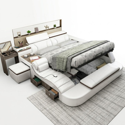 Multifonctionalité Lits Bluetooth Boîtes de Luxe Design Lits en Cuir