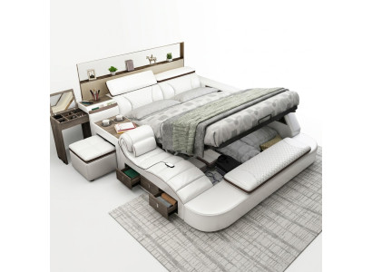 Multifonctionalité Lits Bluetooth Boîtes de Luxe Design Lits en Cuir