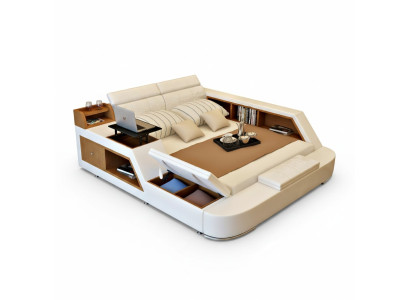 Lit double en cuir design luxueux, lits rembourrés, hôtel moderne