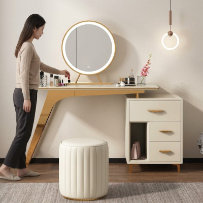 Coiffeuse Miroir Tabouret Ensemble Complet Commode Chambre à coucher neuf 2 pièces