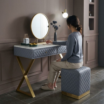 Tables de maquillage Consoles Table Chambre à coucher en bois Miroir décoratif + Commode