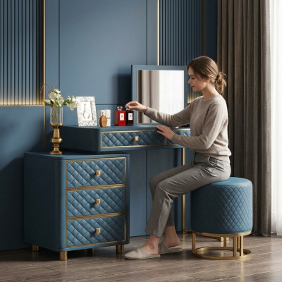 Coiffeuse avec éléments modulables et miroir.