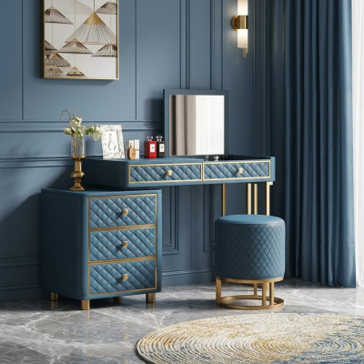 Coiffeuse avec éléments modulables et miroir.