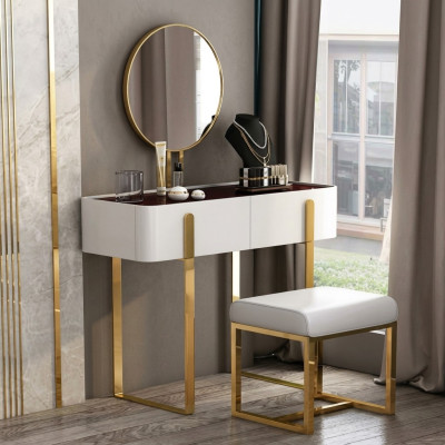 Coiffeuse Moderne Consoles Tables + Tabouret Coiffeuse Table de Maquillage 2 pièces.