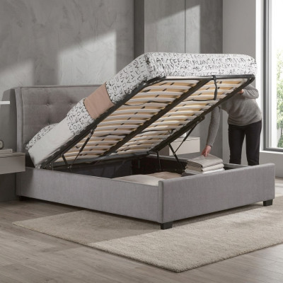 Chesterfield Design Lit Anglais Capiton Double Lit Gris Lits 160/180x200