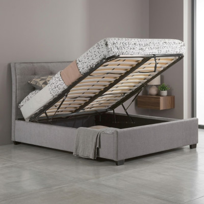 Chesterfield Design Lit Anglais Capiton Double Lit Gris Lits 160/180x200