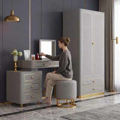 Coiffeuse Console Tables de maquillage Table Consoles Métal Miroir