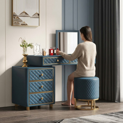 Coiffeuse Table de toilette Table cosmétique Tabouret Miroir Tables de chevet