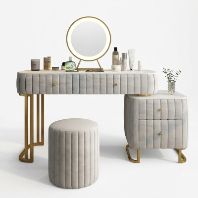 Coiffeuse Miroir Tabouret Ensemble Commode Mobilier de luxe de chambre