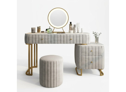 Coiffeuse Miroir Tabouret Ensemble Commode Mobilier de luxe de chambre