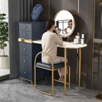 Coiffeuse Miroir Tabouret Ensemble Commode Chambre neuve Maquillage