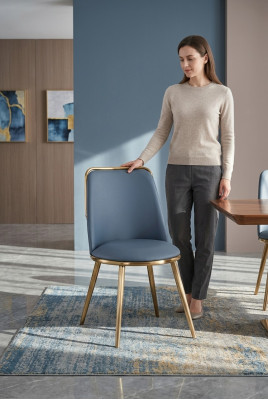 Table de salle à manger Chaises Luxe Tissu acier inoxydable Chaise Design Fauteuil Rembourrage nouveau