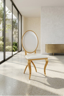 Fauteuil en acier inoxydable de luxe pour salle à manger, chaise de design, fauteuil rembourré