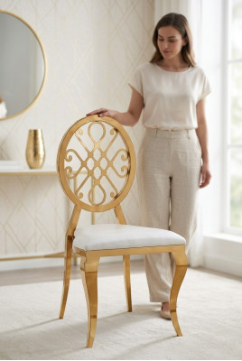 Chaise design Fauteuil Sièges Rembourrage Chaises Tissu de luxe en acier inoxydable Chaise Salle à manger