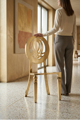 Chaise 1x Chaises de salle à manger Fauteuil en acier inoxydable Meubles de design en acier métallique