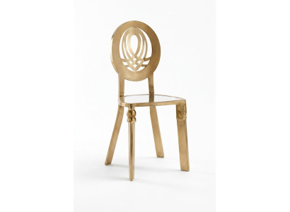 Chaise 1x Chaises de salle à manger Fauteuil en acier inoxydable Meubles de design en acier métallique