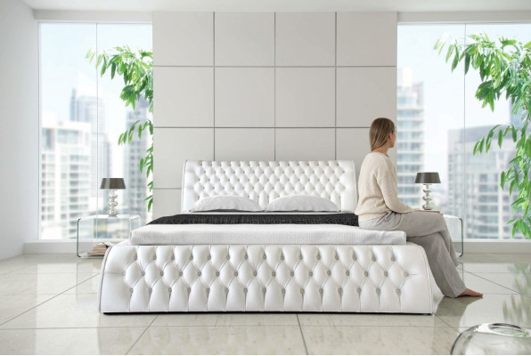 Chesterfield Bed Upholstery Design Lits doubles d'hôtel 180x200 Chambre en cuir