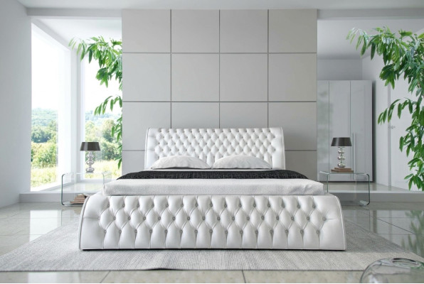 Chesterfield Bed Upholstery Design Lits doubles d'hôtel 180x200 Chambre en cuir