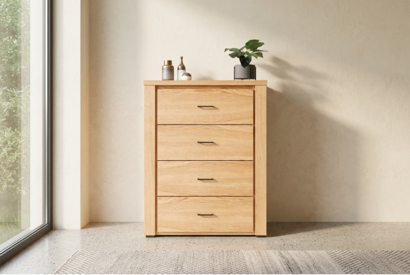 Commode en bois massif Commodes Buffet en bois neuf Beige Bahut