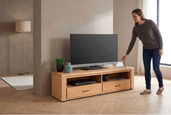 Commode Vitrine Bois massif Meuble TV classique Tiroir neuf Espace en bois