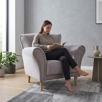 Fauteuil Chaise Velours Violet Détente Fauteuil Lounge Doux Salon TV Canapé Sofa