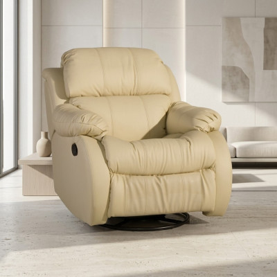 Fauteuil pivotant Real beige Siège TV Lounge Club Fauteuil simple Meubles Rembourrage neuf